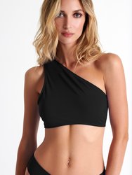 One Shoulder Bikini Top - Black