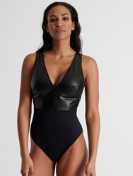 Plunging Elegant Swimsuit - Black
