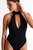 Plunging High Neck One-Piece - Caviar - Caviar