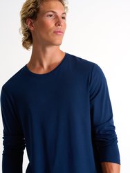 Soft Round Neck Long Sleeve Shirt - Navy - Navy