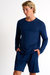 Soft Round Neck Long Sleeve Shirt - Navy - Navy