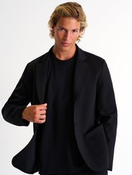 Structured 3D Jersey Blazer - Black