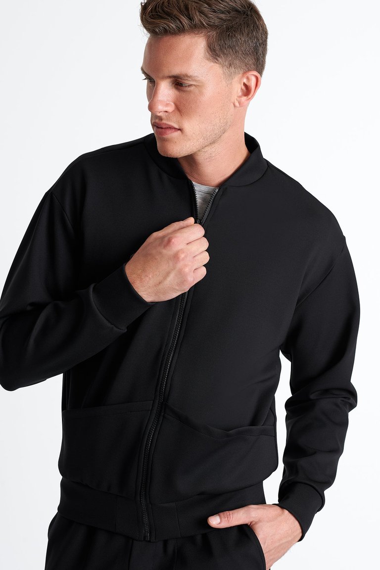 Stylish Bomber Jacket - Black - Black