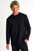 Textured Jersey Long Sleeve Round Neck - Black - Black