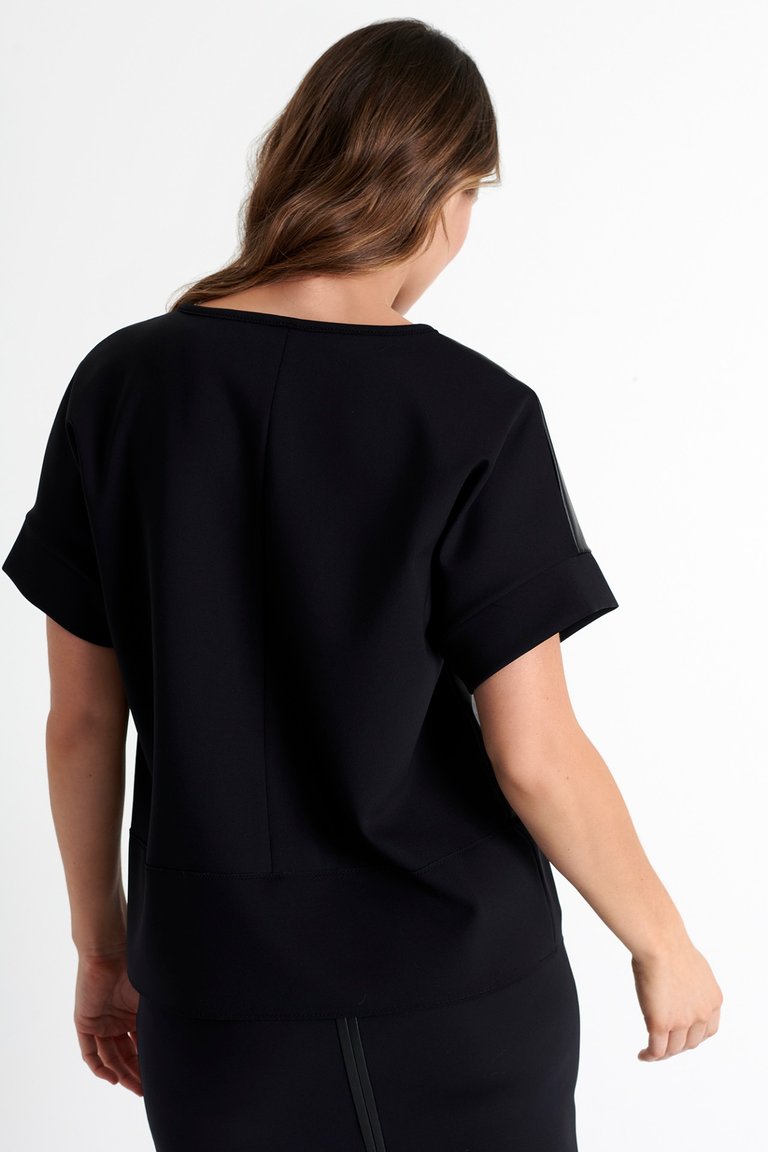 Vegan Leather Short Sleeve Top