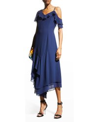 Asymmetric Georgette Midi Dress