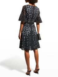 Bell Sleeves Laser Cutting Dress