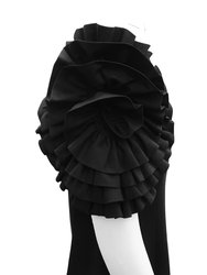 Dramatic Rosette Crepe Dress