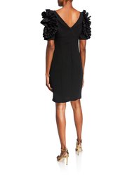 Dramatic Rosette Crepe Dress