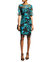 Embroidery Illusion Neckline Cocktail Dress - Black/Teal