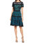 Fit and Flare Colorblocked Laser Cutting Dress in Teal - Black/Teal