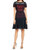 Fit and Flare Colorblocked Laser Cutting Dress - Black/Red