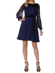 Fit and Flare Georgette Dress - Blue