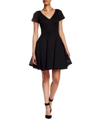 Fit And Flare Novelty Honeycomb Dress - Black