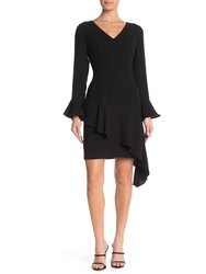 Focus by Shani - Asymmetric Ruffle Dress - Black