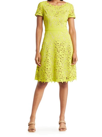 Shani Focus By Shani - Laser Cut Fit And Flare Dress - Citron product