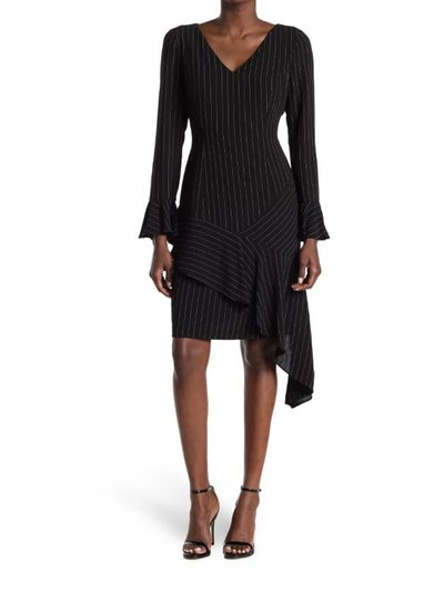 Shani FOCUS BY SHANI - Pinstripe Asymmetric Ruffle Dress product