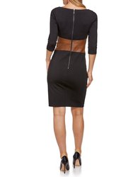 Focus By Shani - Ponte Knit Dress With Leather Waistband