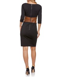 Focus By Shani - Ponte Knit Dress With Leather Waistband