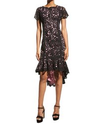 Hi-Lo Laser Cutting Dress - Black/Pink
