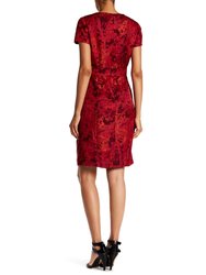 Jacquard Bow Detail Dress in Red