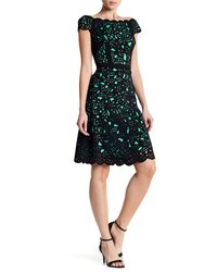 Off The Shoulder Laser Cutting Dress - Black/Mint - Black/Mint