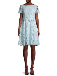 Popover Lace Dress - Dusty Blue