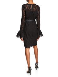 Ruffle Sleeve Lace Sheath Dress