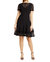 Short Sleeve Double Ruffle Lace Dress - Black