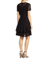 Short Sleeve Double Ruffle Lace Dress