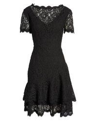 Short Sleeve Double Ruffle Lace Dress