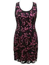 Sleeveless Laser Cutting Dress - Black/Fuchsia