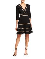 Surplice Crepe Dress With Trim Detail - Black