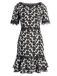 Two Tone Lace Dress - Black/White