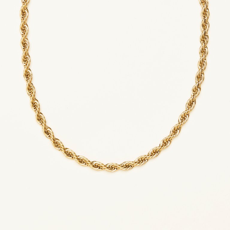 French Twist Rope Chain Necklace - Gold