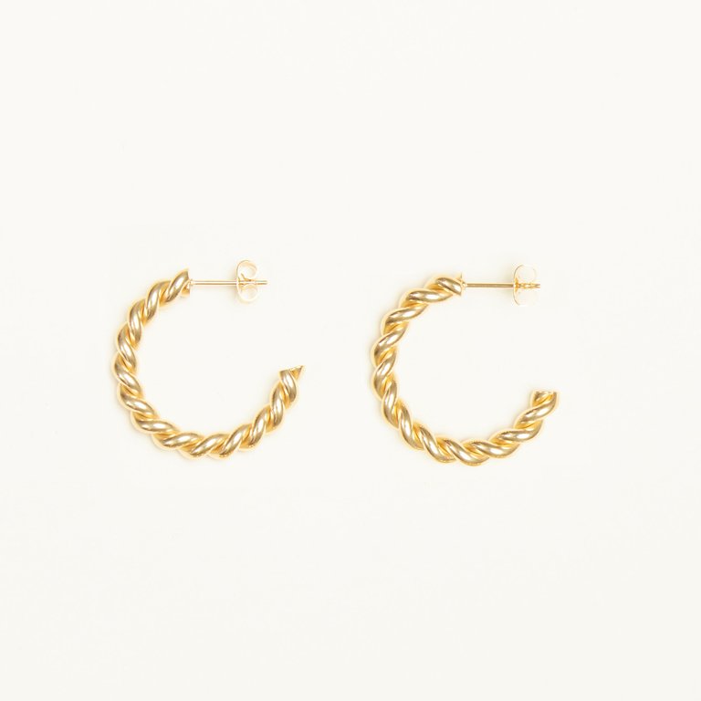 Gold Twist Hoop Earrings - Gold