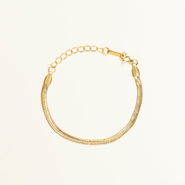Herringbone Flat Chain Bracelet - Gold