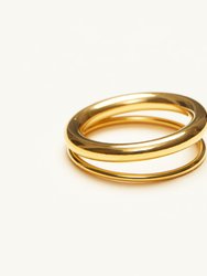 Mixed Double Band Ring - Gold