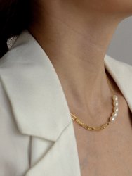 Pearl Paperclip Chain Necklace