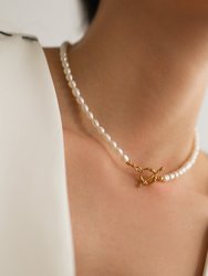 Toggle Pearl Chain Necklace - Gold/White