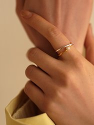 Two Tone Cross Over Ring (Gold Vermeil)