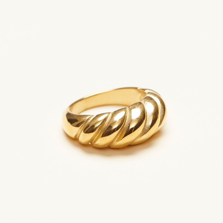 Dome Croissant Band Ring - 2 Styles - Gold