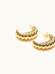 Gold Croissant Hoop Earrings - Gold
