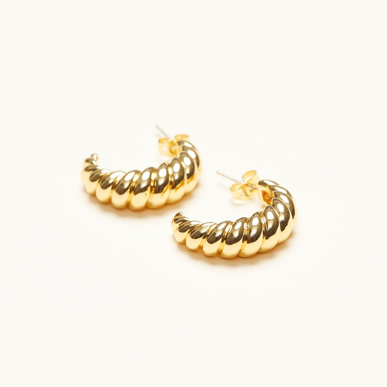Gold Croissant Hoop Earrings - Gold