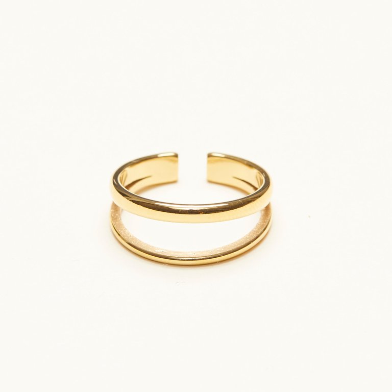 Gold Double Band Layered Ring - Gold