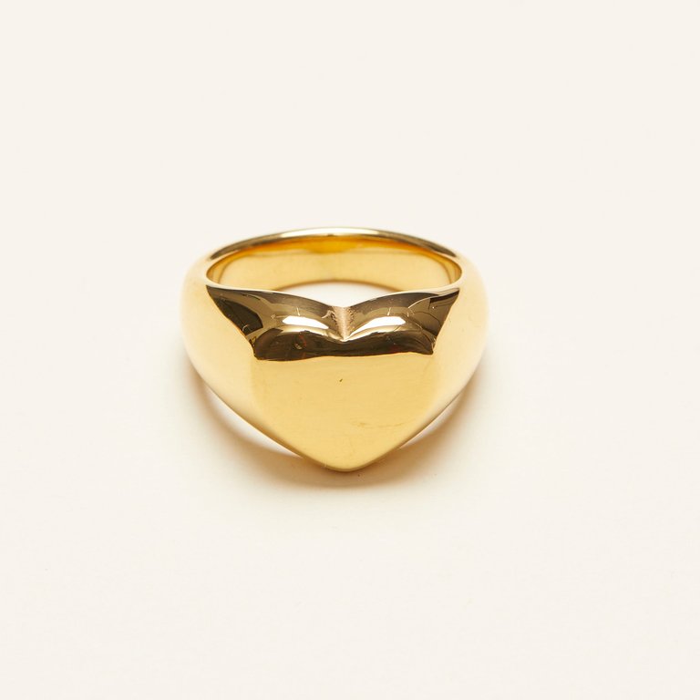 Heart Shaped Signet Ring - Gold