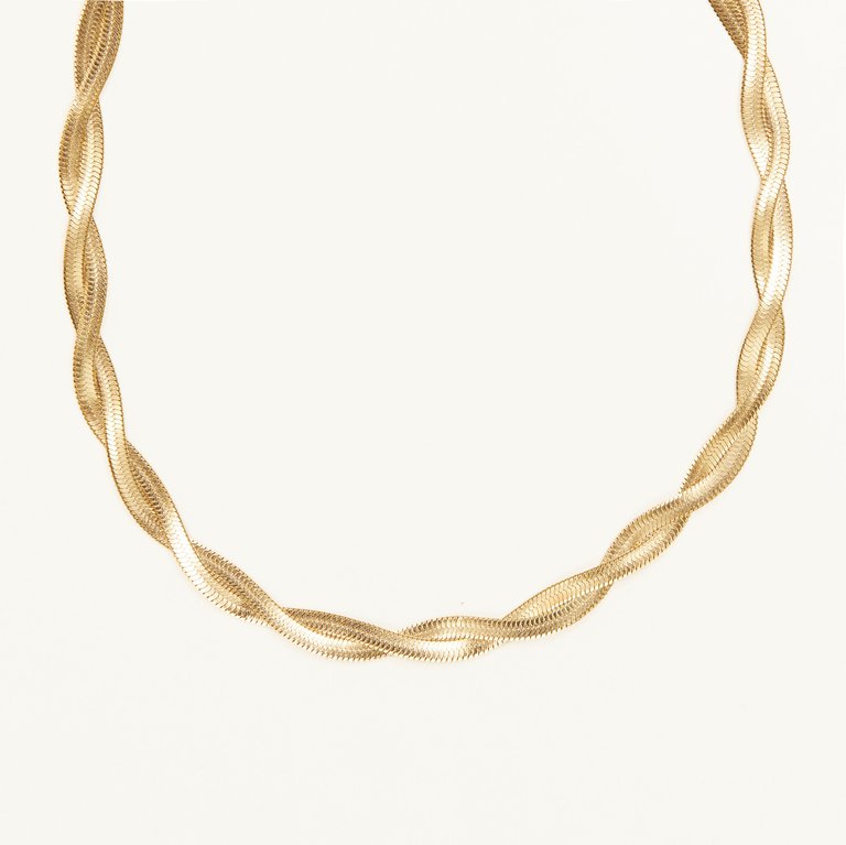 Herringbone Twist Necklace - Gold