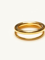 Mixed Double Band Ring - Gold