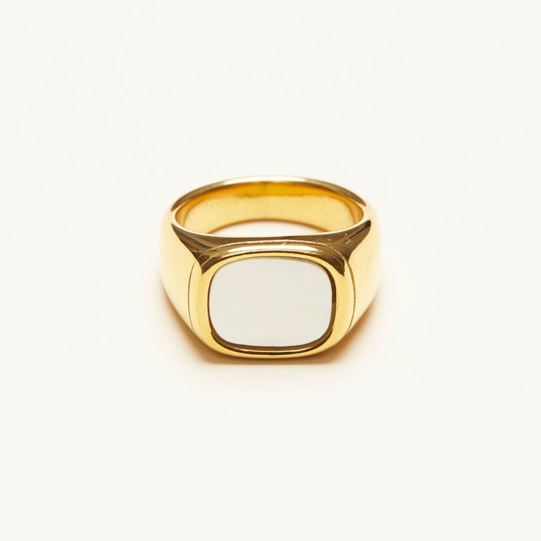 Mother Of Pearl Signet Ring - Gold