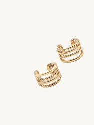 Multi Stacking Beaded Ear Cuff - Gold